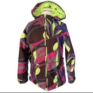 686 Ski Snowboard Jacket Neon Graphic Multicolor Jacket Sz XS